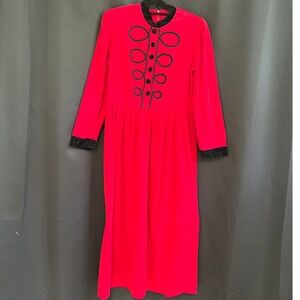 VTG In Touch Red Corduroy Black Velvet Trim Elegant Size 10 Full Length Dress